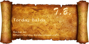 Torday Balda névjegykártya